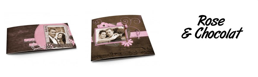 Cartes de remerciements mariage rose et chocolat