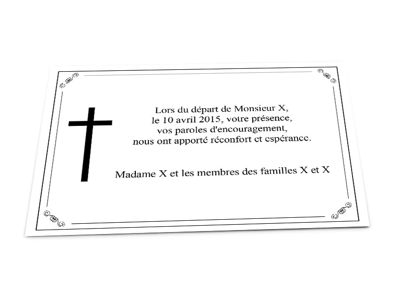 Cartes décès chrétien - Croix sur cadre décoratif - réf.02DEC4012 ...