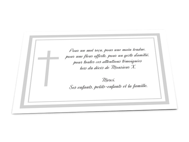 Cartes décès chrétien - Croix avec texte encadré - réf.02DEC4018 ...