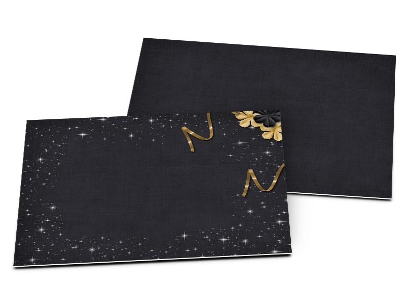 Carton d'invitation mariage - Les étoiles – or et noir - réf