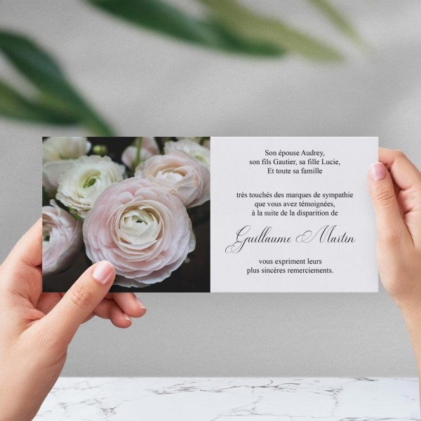Lot De 25 Cartes De Remerciement Deuil + Enveloppes - Cartes Condoléances Décès, Funérailles | Design Sobre, Papier épais 350g, Fabriqué En France