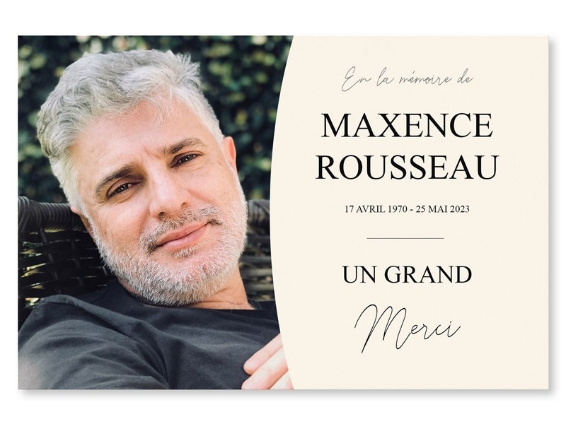 Carte remerciement décès - Photo - réf.A02-DEC11Z84 - 1001Cartes