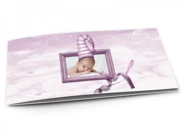 Faire-part naissance - Un bonnet mauve