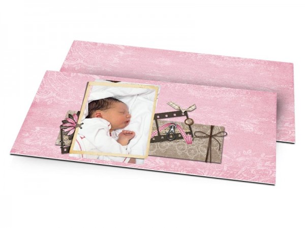 Faire-part naissance - Carnet rose