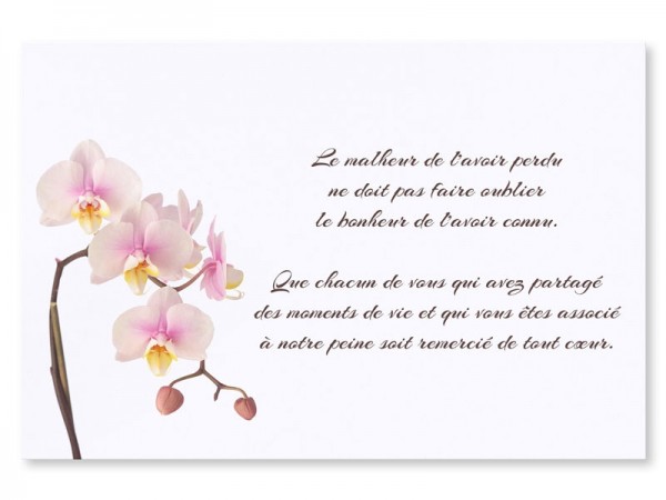 Carte remerciement décès - Orchidée