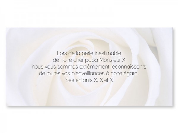 Carte remerciement décès - Fond rose blanche