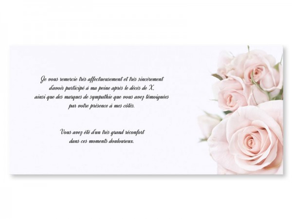 Carte remerciement décès - Bouquet de roses