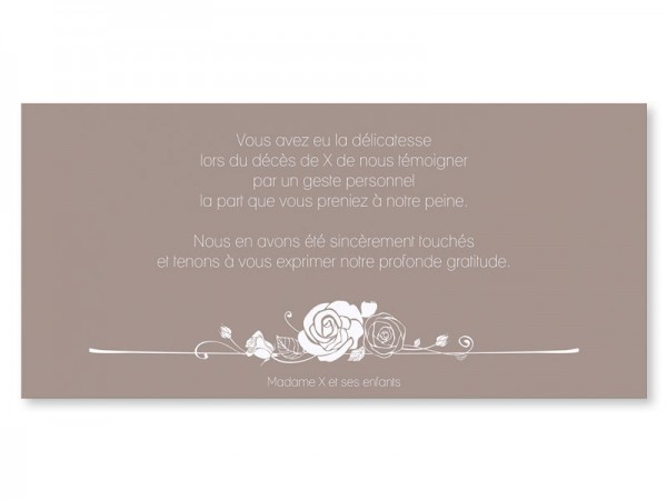 Carte remerciement décès - Gerbe de fleurs