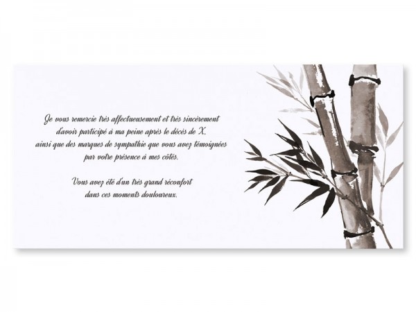 Carte remerciement décès - Bambou aquarelle