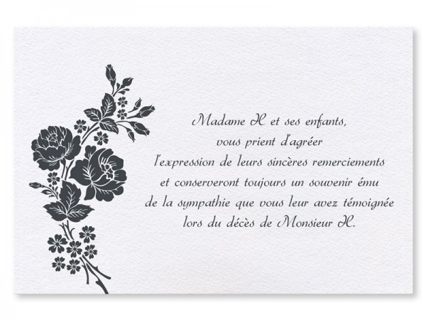 Carte remerciement décès - Composition de roses