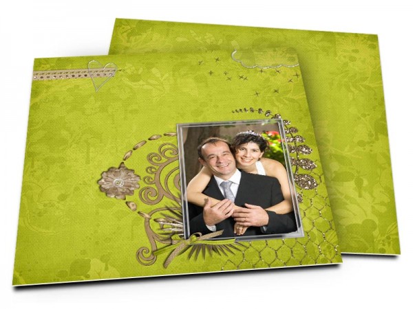 Remerciements mariage - Volutes sur fond vert