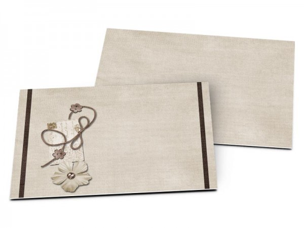 Carton d'invitation mariage - Ficelle fleurie