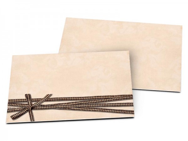 Carton d'invitation mariage - Beige enrubanné