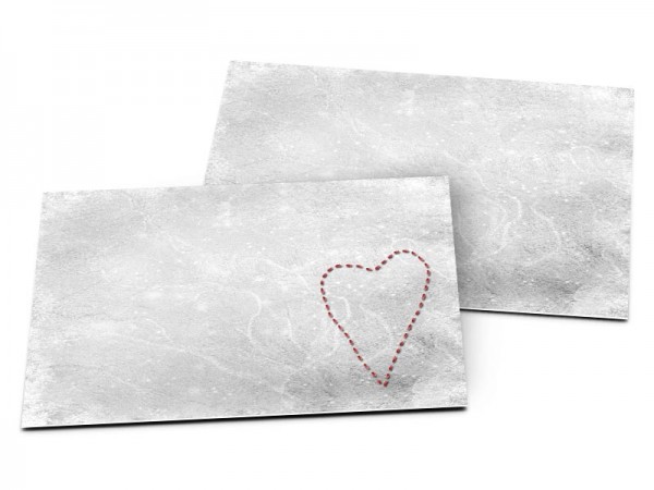 Carton d'invitation mariage - Coeur rouge en pointillés