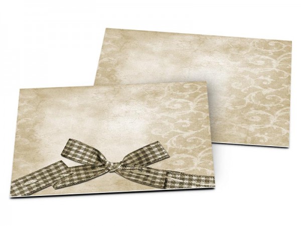Carton d'invitation mariage - Un noeud de ruban à carreaux