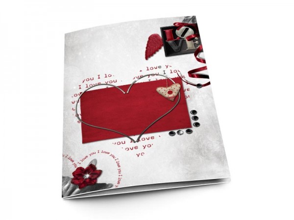 Menu mariage - Coeur d'argent et ailes rouges
