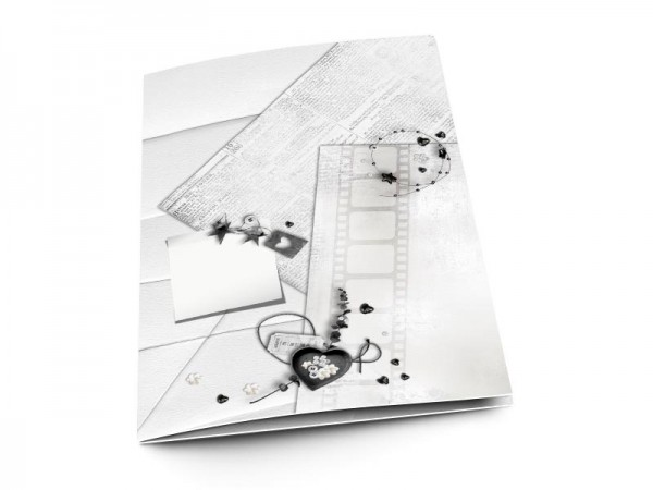 Menu mariage - Le cinéma – pellicule grise et coeur noir