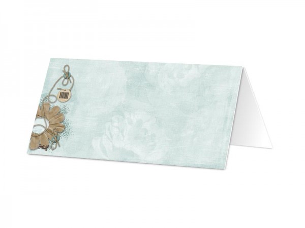 Marque-place baptême - Beige et turquoise