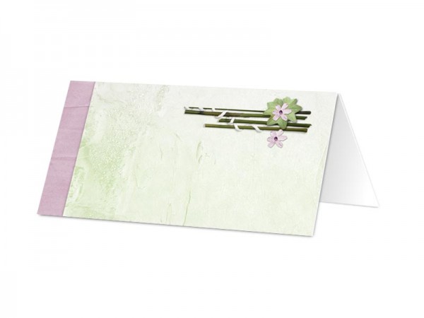 Marque-place mariage - Couleurs pastel et bambous