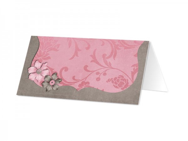 Marque-place mariage - Rose et gris