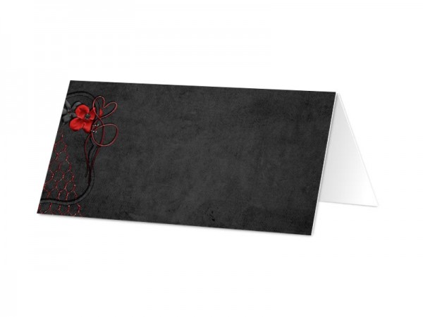Marque-place mariage - Fine dentelle rouge sur fond noir