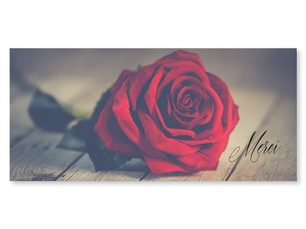  Carte remerciement décès - Rose rouge posée au sol