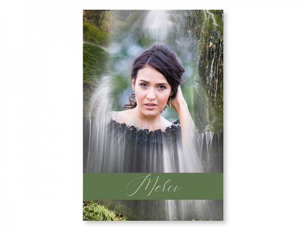  Carte remerciement décès - Cascade avec photo effet incrustation