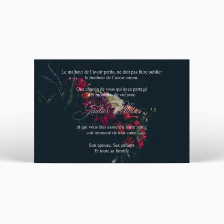  Carte remerciement décès - Bouquet de fleurs