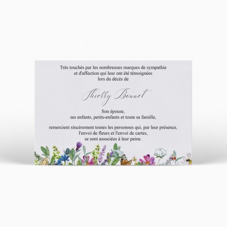  Carte remerciement décès - Printemps en fleurs