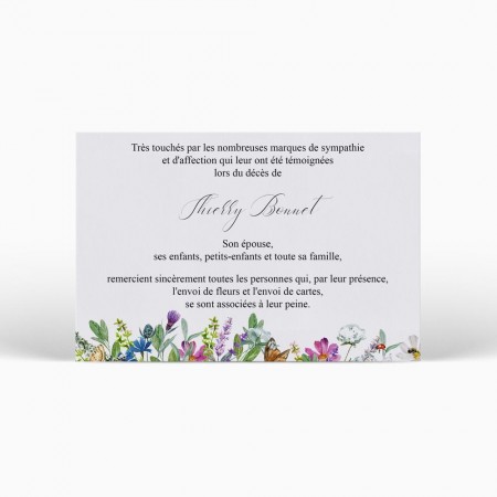 Carte remerciement décès - Printemps en fleurs