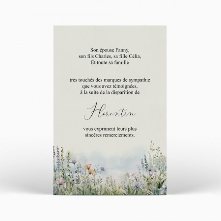  Carte remerciement décès - Printemps fleuri