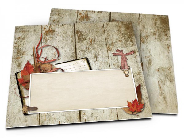 Faire-part mariage - Feuilles d'automne sur bois