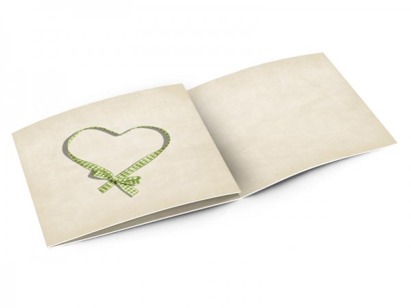 Faire-part mariage - Coeur vichy vert