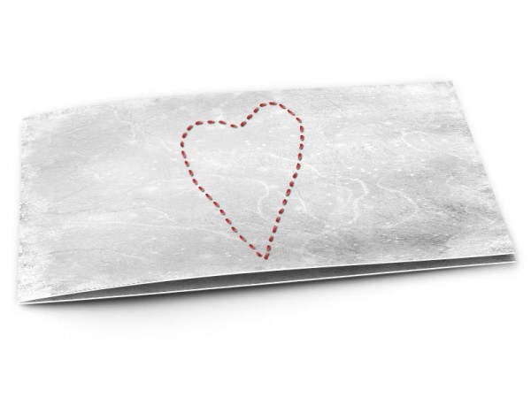 Faire-part mariage - Coeur rouge en pointillés