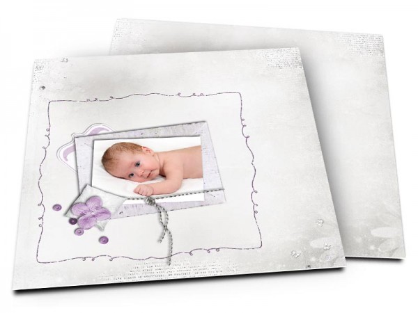 Faire-part naissance - Fleur violette