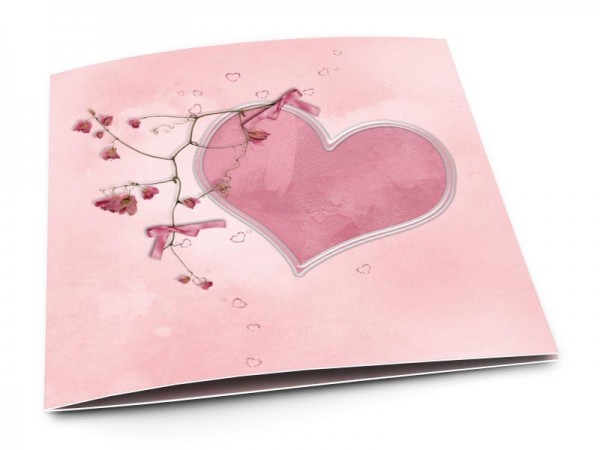 Faire-part naissance - Coeur rose et liane fleurie
