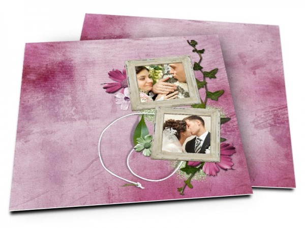 Remerciements mariage - Lierre et fleurs violettes