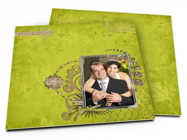 Remerciements mariage - Volutes sur fond vert
