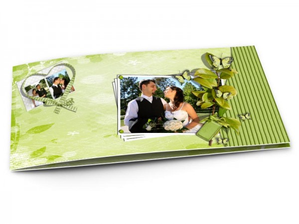 Remerciements mariage - Coeur vert et cadre blanc