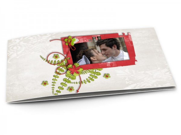 Remerciements mariage - Puzzle rouge et vert