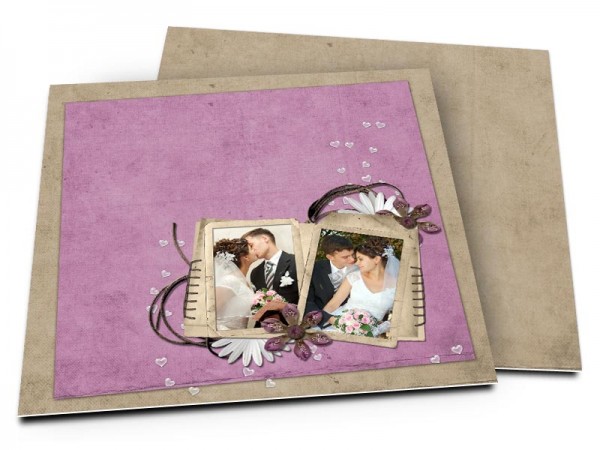 Remerciements mariage - Marguerites et nuée de coeurs