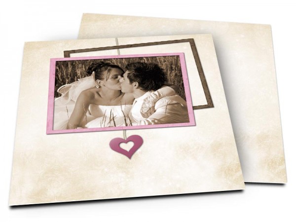 Remerciements mariage - Coeur en pendentif rose