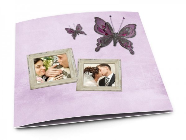 Remerciements mariage - Deux papillons violets
