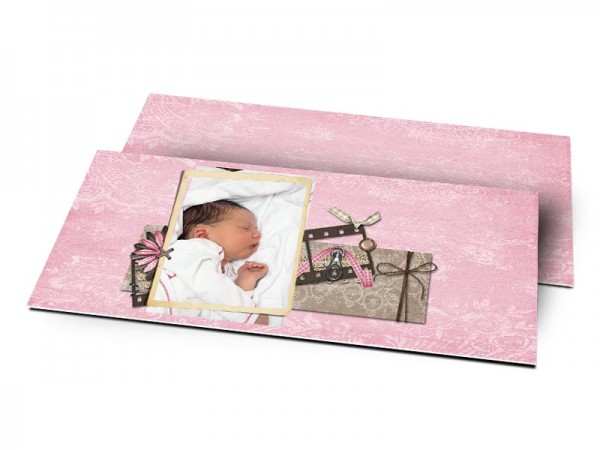 Remerciements naissance - Carnet rose