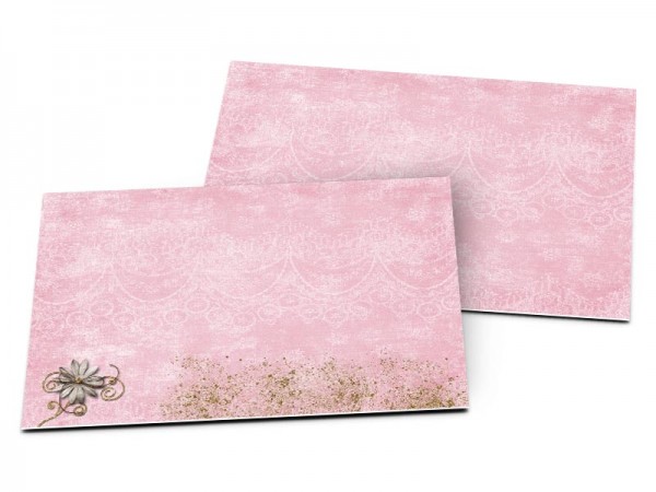 Carton d'invitation mariage - Fleurs blanches sur fond rose