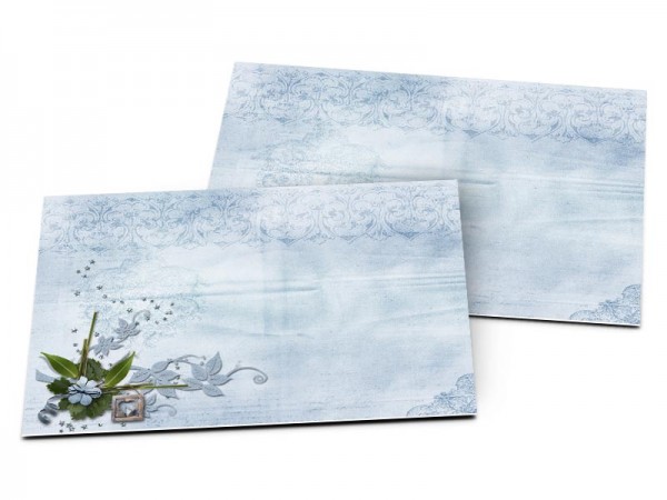 Carton d'invitation mariage - Le ruban et la fleur bleue