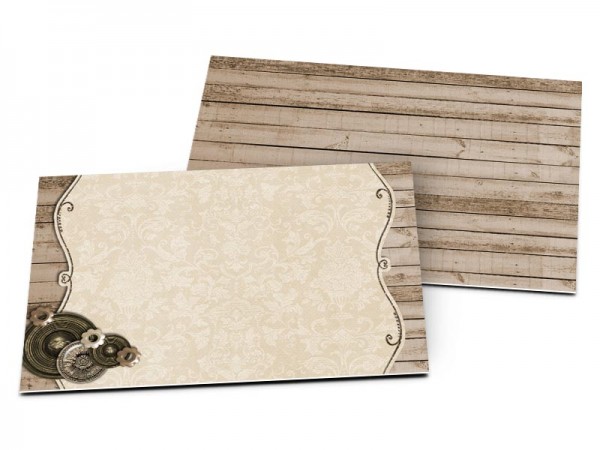 Carton d'invitation mariage - Bois et ruban