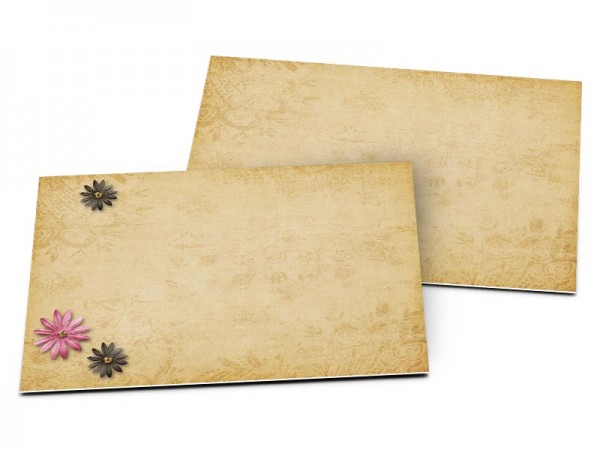 Carton d'invitation mariage - Fleurs roses et ivoires