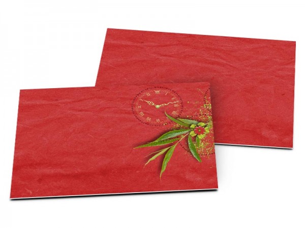 Carton d'invitation mariage - Étoile verte sur fond rouge