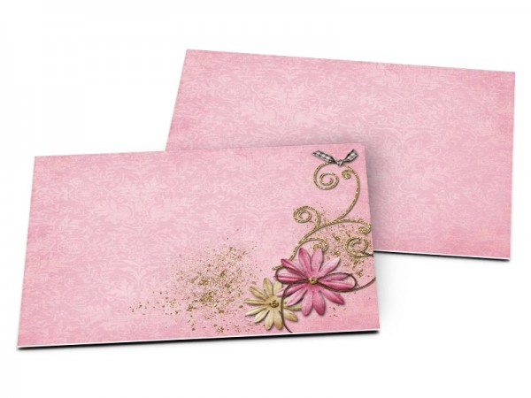 Carton d'invitation mariage - Fleurs et dentelle